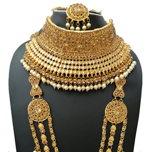 Indian Trendy Classic Choker Engagement Anniversary Wedding Party <b>Gift</b> Set Traditional Crystal Kundan Faux Pearl Alloy Gold - Product Image 3