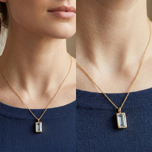 จี้เงินแท้ 925 ชุบทอง ประดับพลอยโทแพซสีฟ้าทรงบาแก็ตต์ขนาด 13 มม. พร้อมห่วงสำหรับทำเครื่องประดับ - Product Image 6