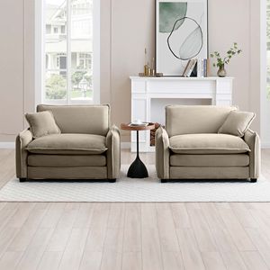 Set di Divani in Velluto a Coste Lussuoso e Sofisticato con Due Posti Singoli per Soggiorno o Ufficio - Product Image 3