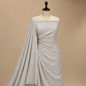 <b>Top</b> Selling Natural Crepe Silk Fabric Heavy Beads <b>Sequins</b> Hand Embroidery for Bridal and <b>Party</b> Wear Available at Factory Price - Product Image 2