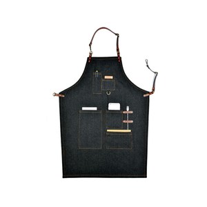 Tablier de luxe en toile cirée avec bretelles en cuir réglables, gilet professionnel de barman, logo, imperméable, robuste, pour personnel de bistrot - Product Image 1