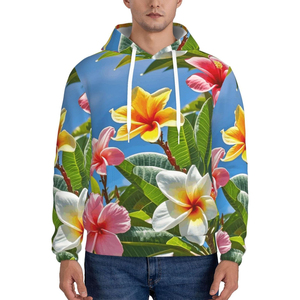 เสื้อฮู้ดลายดอกไม้เขตร้อนสำหรับผู้ชาย เสื้อสเวตเชิ้ตลำลองน้ำหนักเบา มีฮู้ด สวมใส่ได้ทุกวัน - Product Image 1