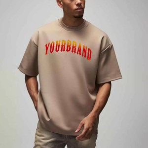 Nouveau style T-shirt homme oversize avec imprimé graphique et texte, en coton premium, coupe ample, manches courtes, style streetwear, idéal pour l'été, directement de l'usine - Product Image 1
