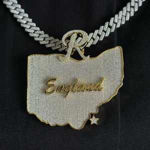 Bijoux de mariage personnalisés Gallerley, style Hip Hop, en argent S925, avec moissanite VVS taille brillant et sertissage griffe, pour pendentif avec certificat - Product Image 1