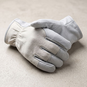 Industrial Cowhide Grain Leather Safety <b>Gloves</b> Elastic Cuff Breathable Anti-Vibration for Construction Abrasion Resistant - Product Image 5