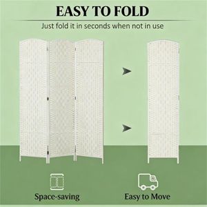 White Three-Panel Folding Privacy <b>Screen</b> Bedroom Partition <b>Wall</b> Room Divider - Product Image 4