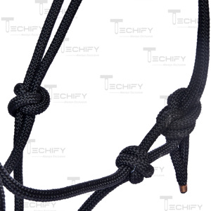 Cabestro de cuerda negro duradero para caballo, ajustable, con nudos, para entrenamiento, ligero, equipo ecuestre - Product Image 2