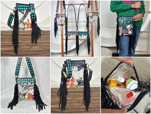 Sac à main transparent en cuir véritable de qualité supérieure à motif à carreaux et franges, style cowgirl, sac bandoulière transparent pour femme, sac de plage - Product Image 3