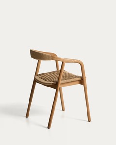 Silla de Comedor Moderna de Madera de Teca Sólida con Asiento de Ratán Natural Tejido a Mano – Muebles de Estilo Escandinavo para Restaurante, Cafetería y Hotel - Product Image 3