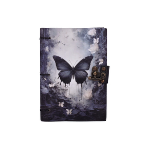 <b>A5</b> Dark Butterfly Aesthetic Design Handmade Paper Notebook Lock Diary | 200 Pages Double Side Writing Eco Friendly Journal Gift - Product Image 3