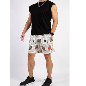 Shorts camouflage personnalisés pour hommes, style streetwear estival, respirants, motif cartes à jouer, taille mi-haute, en toile avec cordon de serrage - Product Image 3