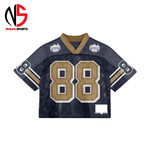 เสื้อฟุตบอลวินเทจผู้ชายแบบปรับแต่งได้ ทรงโอเวอร์ไซส์ ผ้าตาข่าย คอวี ตัดเย็บแบบครอป ไหล่ตก สำหรับฤดูหนาว บริการ OEM รับทำโลโก้ส่วนตัว - Product Image 1