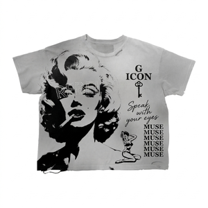 เสื้อยืดผู้ชายผ้าฝ้าย 100% ทรงหลวม พิมพ์ลาย หนัก 240 GSM ผ้าฝ้ายฟอกสีสไตล์วินเทจ ทรงโอเวอร์ไซส์ สั่งทำพิเศษแบบดิสเทรส - Product Image 6