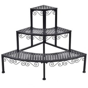 Scaffale Angolare a 3 Livelli in Metallo per Fiori e Piante, Espositore da Parete - Product Image 3
