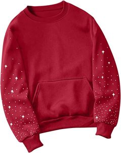 Sudadera con cuello redondo y estampado brillante con diseño de estrellas en las mangas, corte regular, unisex, informal, para otoño. - Product Image 6