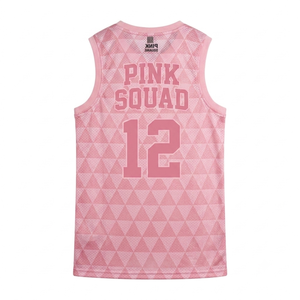 Ropa deportiva de alta calidad, camiseta de baloncesto personalizada para hombre, color rosa claro, ligera, transpirable, con estampado triangular, antibacteriana, atlética. - Product Image 2