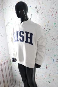 RISH ASH GREY <b>Mock</b> <b>Neck</b> Sweatshirt 100% BLUE Applique Embroidery wide <b>neck</b> Sweatshirt Finer Threads - Product Image 4