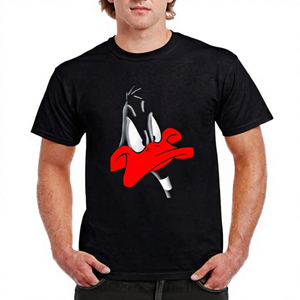 T-shirt noir pour homme à motif lettres Daffy Duck, manches régulières, col rond, coupe ajustée, 100% coton toile respirant - Product Image 4