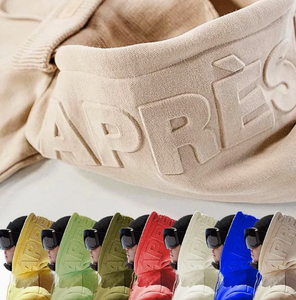 Ensemble à capuche en coton épais avec double cordon de serrage Sweat à capuche crocheté gris en polyester/coton teint uni - Product Image 3