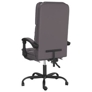 Silla de Oficina Gris de Cuero Sintético con Función de Masaje, Construcción de Madera Contrachapada y Metal Mediano - Product Image 5