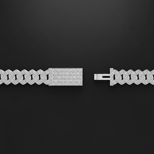 Chaîne cubaine en or blanc massif 10 carats, diamants de laboratoire VVS, 20 pouces, style hip-hop lourd, certifié IGI, bijoux pour homme, pendentif - Product Image 3