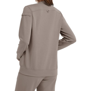Women's Medical Scrub Jacket Knitted Cotton Polyester Hospital Uniform Top with Pockets and ID Badge Holder - Product Image 2