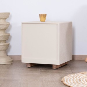 Mesita de noche Vandana Crystal Value en madera de acacia con acabado de hormigón arenado Miona - Product Image 3