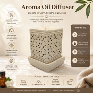 Handcrafted <b>Ceramic</b> Electric Aroma Oil <b>Diffuser</b> | Essential Oil Burner Table <b>Diffuser</b> for Home Fragrance Spa Decor Gift Premium - Product Image 5