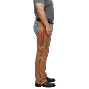 Premium Leather Motorcycle <b>Chaps</b> for Bikers Vintage Solid Color New High Quality <b>Half</b> Horse Riding <b>Chaps</b> for Men - Product Image 4
