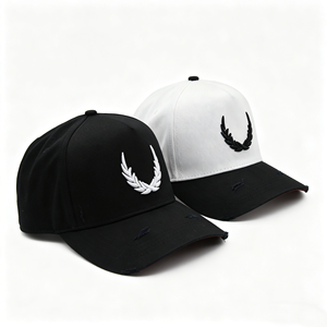 Gorra de Béisbol de Algodón a la Moda al por Mayor, de 6 Paneles, con Logotipo de Laurel Bordado, Ajustada, Casual, Sólida, a Rayas, Transpirable para Adultos - Product Image 1