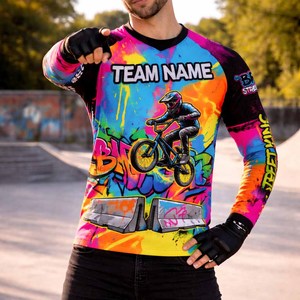 เสื้อเจอร์ซีย์ BMX สำหรับผู้ใหญ่และผู้ชาย เสื้อผ้าปั่นจักรยานแบบสั่งทำพิเศษสำหรับเด็ก ระบายอากาศได้ดี ไซส์พลัส สำหรับเด็กชายและเด็กหญิง เสื้อจักรยาน - Product Image 5