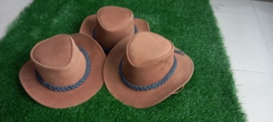 Men’s Western Style <b>Top</b>-Grain Leather <b>Cowboy</b> Hat – Wide Brim Sun Protection for Face & Neck, Black Chin Strap in Sizes S–2XL - Product Image 3