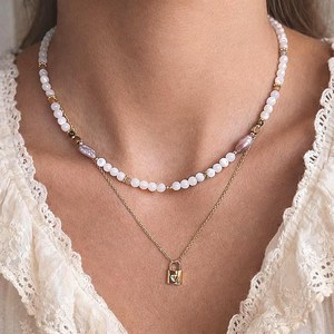 Freshwater Pearl Beaded <b>Necklace</b> Baroque Pearl Layered Choker 24K Gold Plated Minimalist Jewelry - Product Image 3
