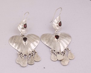Natural <b>Red</b> Garnet Heart <b>Earrings</b> 925 Sterling Silver Jewelry Wholesale Vintage Dotted Design Handmade <b>Drop</b> <b>Earrings</b> for Women - Product Image 4