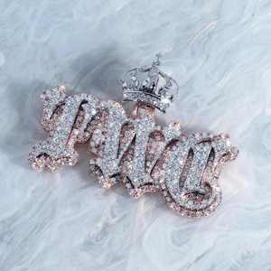 Pendentif personnalisé avec nom en diamants Moissanite VVS1, style Hip Hop, cadeau de Noël, bijoux avec breloque lettre - Product Image 1