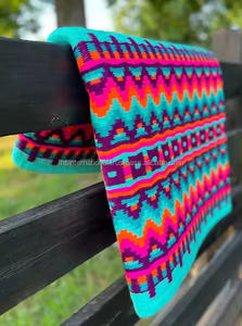 Manta de sillín de espectáculo occidental de lana de Nueva Zelanda hecha a mano de la mejor calidad, contorno de cuero de tejido doble de alta durabilidad para equitación occidental - Product Image 4