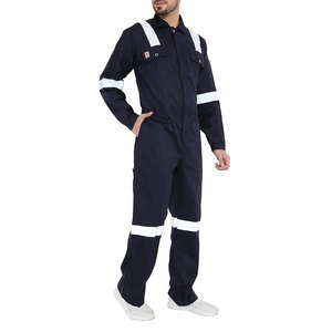 Twill Cotton Work Wear Coverall Suit Men Custom Drill Workwear Overall High Visibility Reflective Stripes Safety Uniform - Product Image 3