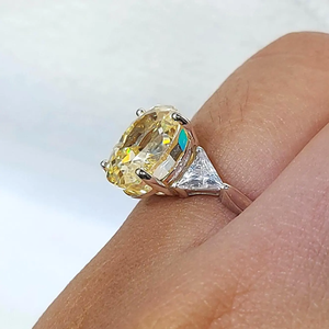 Classic Oval Cut Fancy Yellow Diamond Engagement <b>Ring</b> Natural GIA Certified White Gold Women's Jewelry - Product Image 3