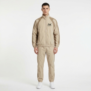 <b>Mens</b> Midweight Waterproof Breathable <b>Track</b> <b>Jacket</b> & Jogger Set Full Zip Sports Tracksuit with Contrast Panel Design - Product Image 1
