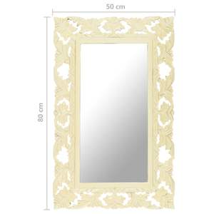 Espejo de Pared de Madera de Mango Sólida Color Blanco Espejo con Incrustaciones Decorativas Medianas - Product Image 6