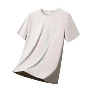 Camiseta Casual de Manga Corta para Hombre, Algodón de Alta Calidad, Color Negro, con Bolsillo con Cremallera, Transpirable, Corte Ajustado, Ropa Deportiva de Verano - Product Image 2