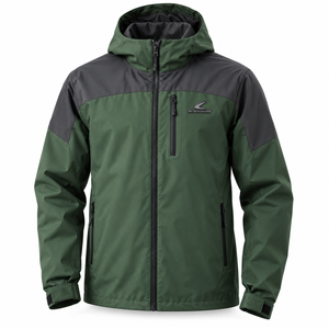 Men's <b>Red</b> <b>Hooded</b> Waterproof Puffer <b>Jacket</b> With Reflective Patches Winter Sporty Style Regular Fit Ski <b>Jacket</b> - Product Image 4