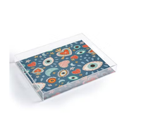 Plateau de service et de rangement imprimé en acrylique avec poignées en laiton, design moderne et luxueux, organisateur de cuisine individuel pour thé et vaisselle