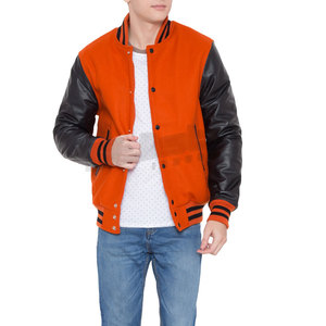 Chaqueta Letterman de Diseño Nuevo en Color Sólido para Hombre, con Mangas de Cuero, Ropa de Calle Abrigada - Product Image 5