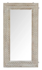 Rectangular Wooden Wall <b>Mirror</b> with Carved Frame Shabby Chic Design Handmade Decorative Glass <b>Mirror</b> for Entryway or Bedroom - Product Image 4