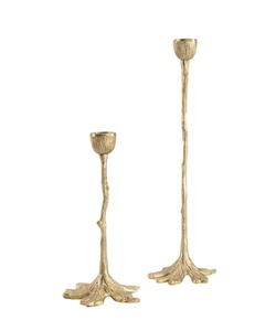 Ensemble de porte-bougies en forme de branche d'arbre dorée, support de bougie en métal inspiré de la nature, décoration artistique pour la maison, centre de table - Product Image 1
