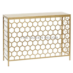 Superior Quality Large Size Gold Color <b>Black</b> Marble <b>Side</b> <b>Table</b> Rectangle Design with Metal Material Top Selling for Living Room - Product Image 3