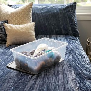 4-Pack <b>Small</b> Clear Plastic Storage Bins & <b>Boxes</b> Snaplock <b>with</b> <b>Lids</b> 12 Quart Gray Stackable Container for Bedroom Organizing - Product Image 2