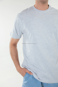 2026 Men's Light Grey <b>Short</b> Sleeve T-Shirt Regular Fit Casual Style 100% Cotton O-Neck Solid Color Plus-Size High Quality Shirts - Product Image 4
