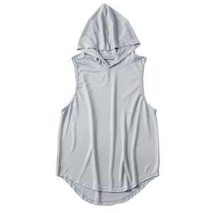 Camiseta sin Mangas con Capucha para Hombre, Color Sólido, Corte Regular Informal, Ropa Deportiva Negra - Product Image 6